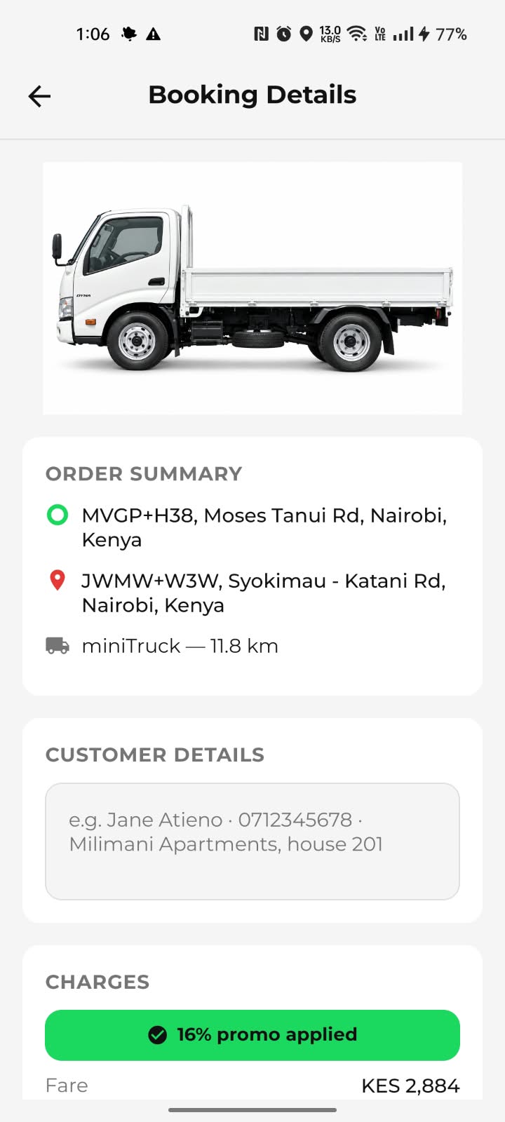 Swyft app step 3: Confirm your trip
